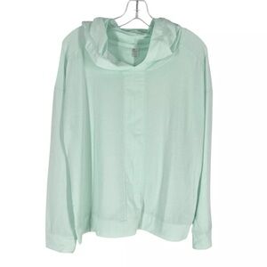 GapFit Breathe Shirt Womens Size Medium Mint Green Hooded Pullover Lightweight